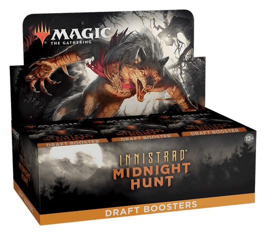 Magic The Gathering: Innistrad: Midnight Hunt Draft Booster Box Description:, Wizards of the Coast, Magic the Gathering Sealed, innistrad-midnight-hunt-draft-booster-display, Booster Box, Innistrad: Midnight Hunt, MTG Sealed, Dark Ninja Gaming LA